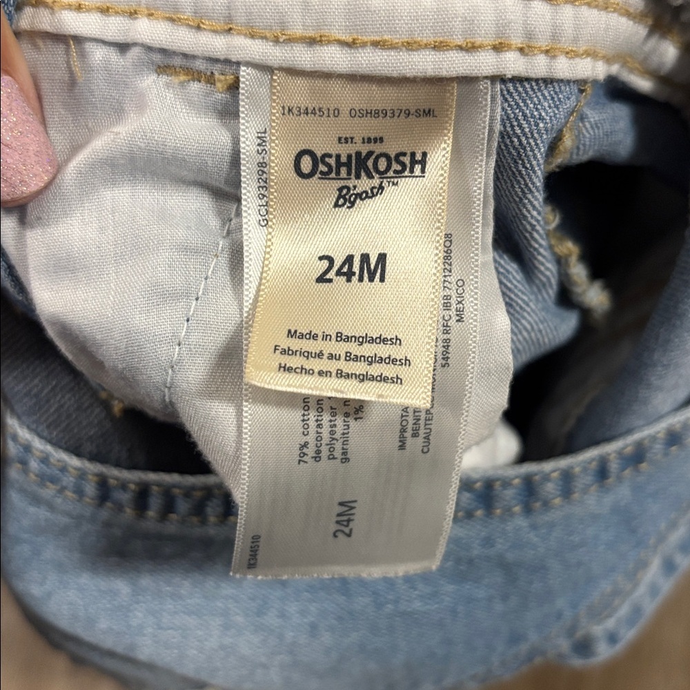 OshKosh B’gosh Denim Embroidered Shortalls Overalls Size 24 Months | Classic | - Picture 6 of 7